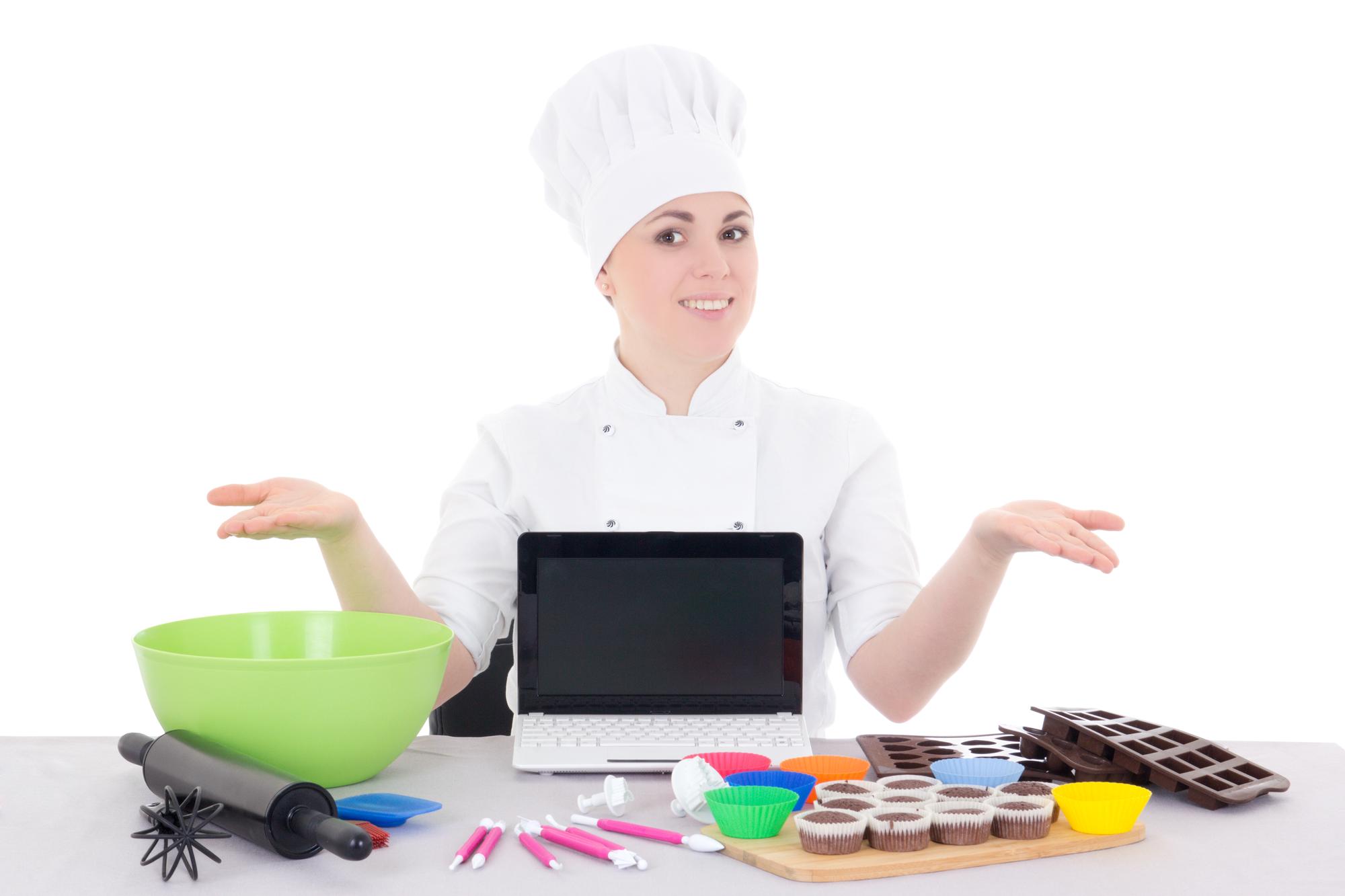 Chef teaching a home cook on camera